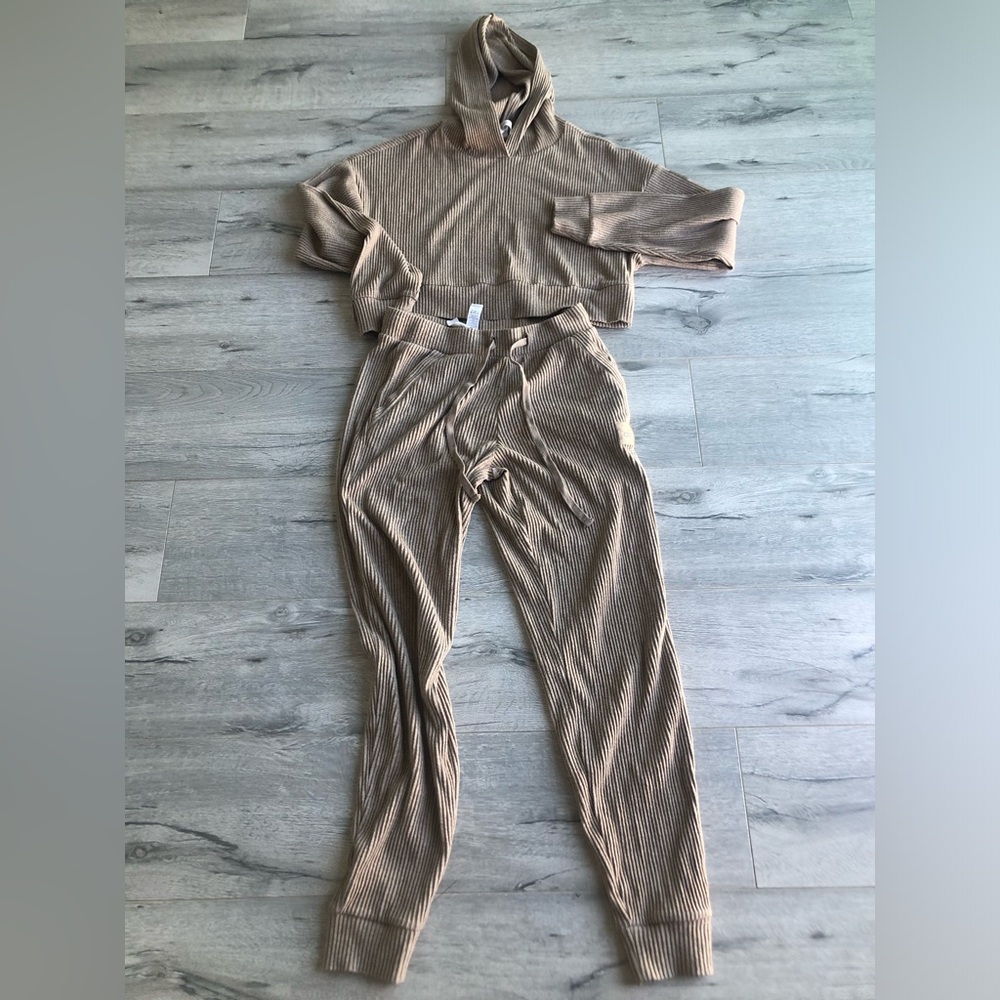 ALO Yoga Gravel Muse Drawstring Joggers & Hoodie Set